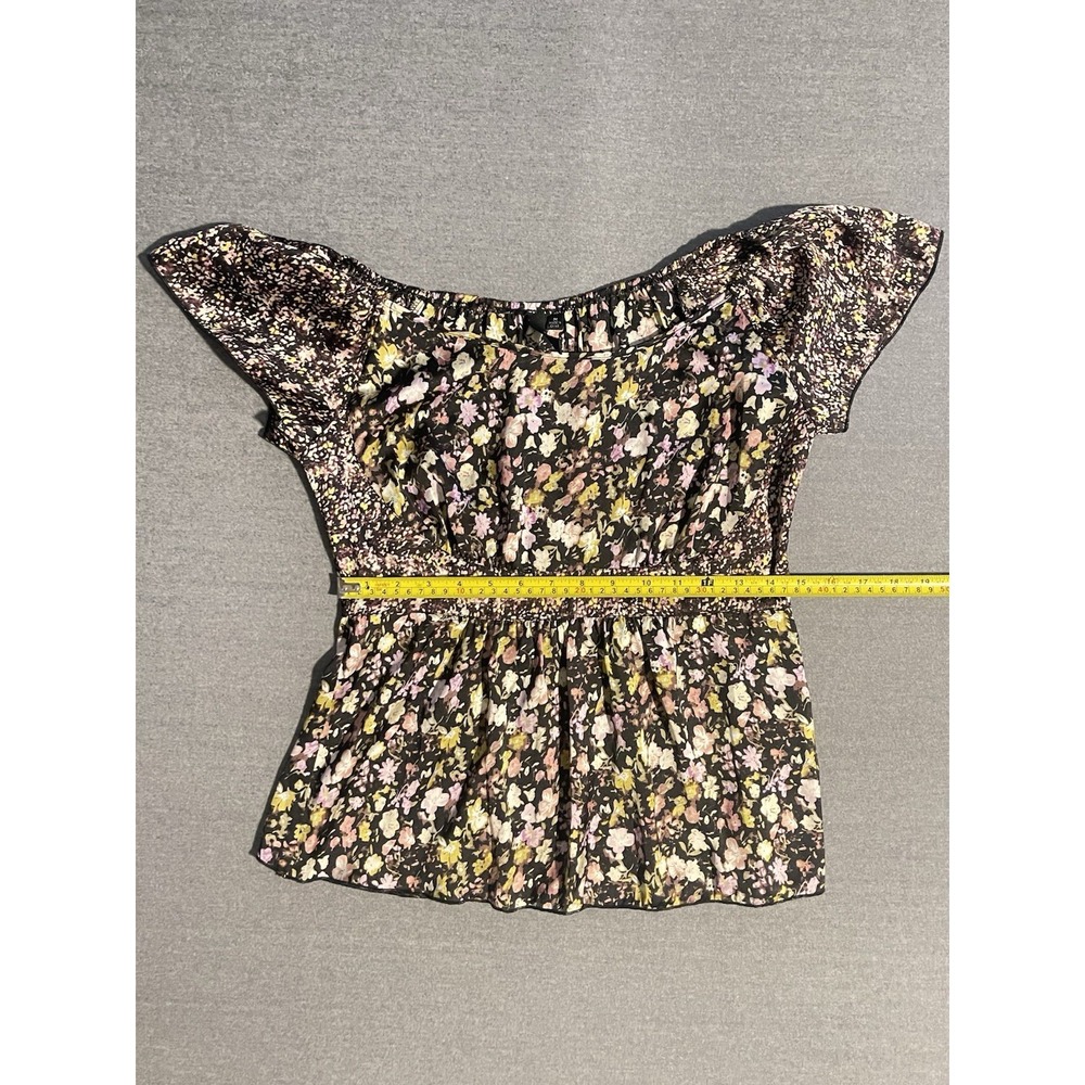 Sweet Fate Womens Medium Floral Peplum Blouse Puff Sleeve‎ Babydoll Top